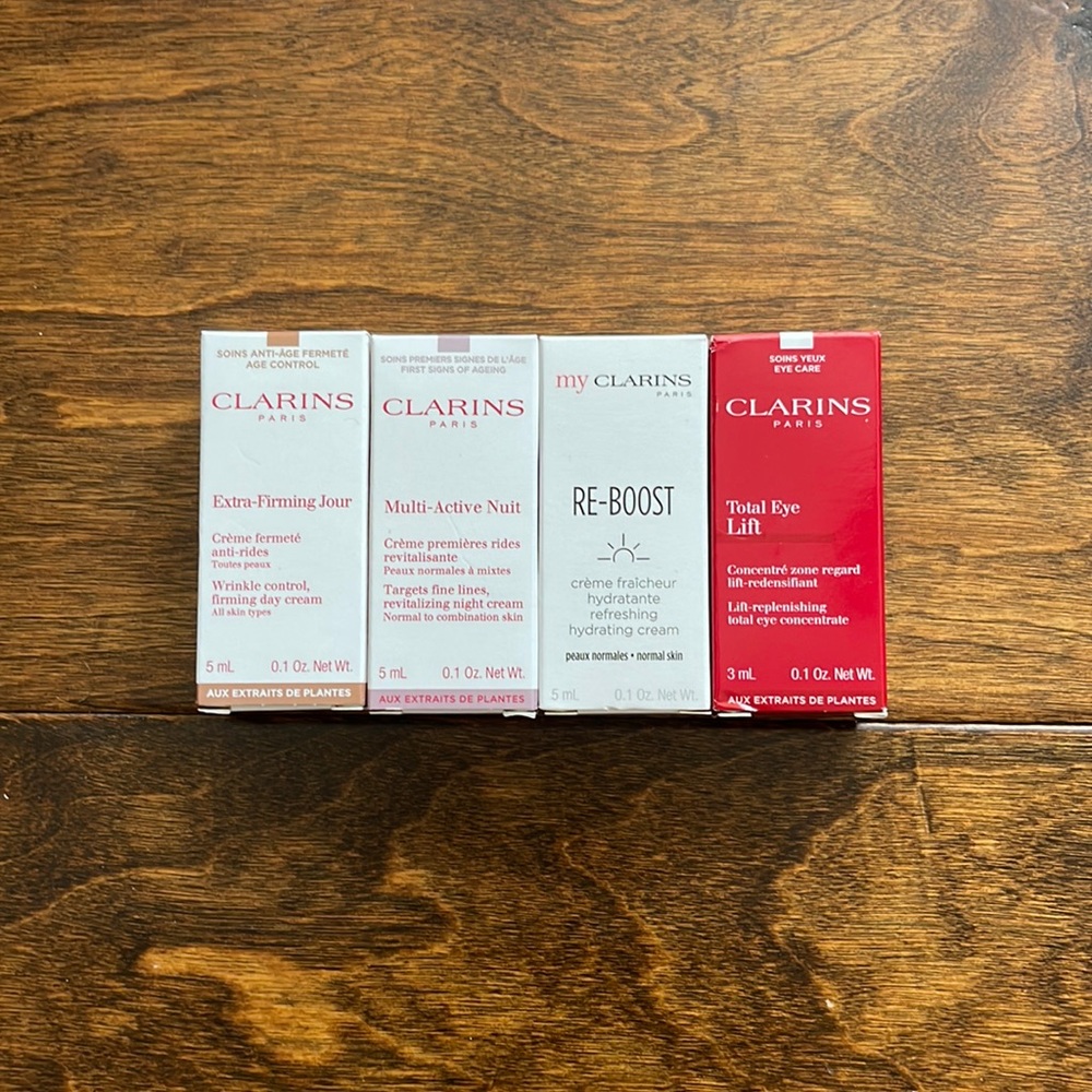 NIB Clarins Paris Skincare Bundle Day & Night Cream Total Eye Lift Concentrate